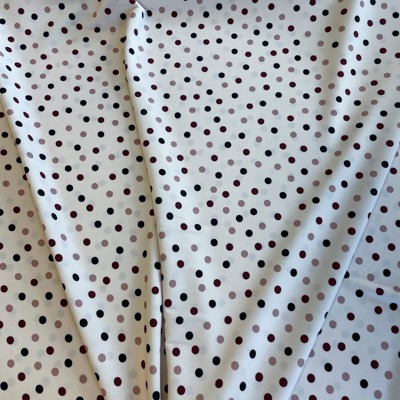 Trikotaažkangas viskoos, roosal värvilised täpid, laius 130cm.