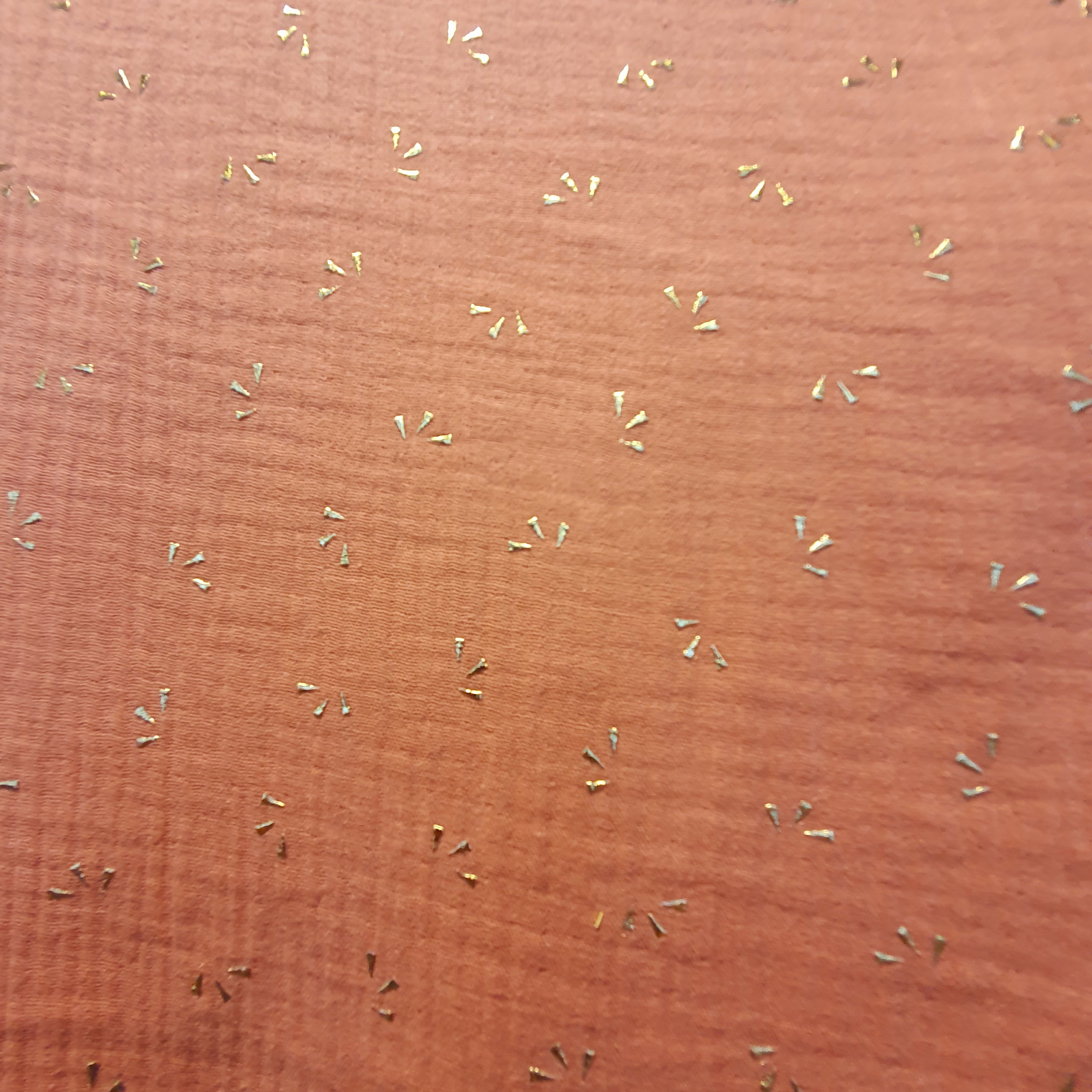 Musliin kullatrapsuline, gofr. 2-kordne, hele telliskivi/TIDAM MARSALA/GOLD, 130g/m2, oeko-tex