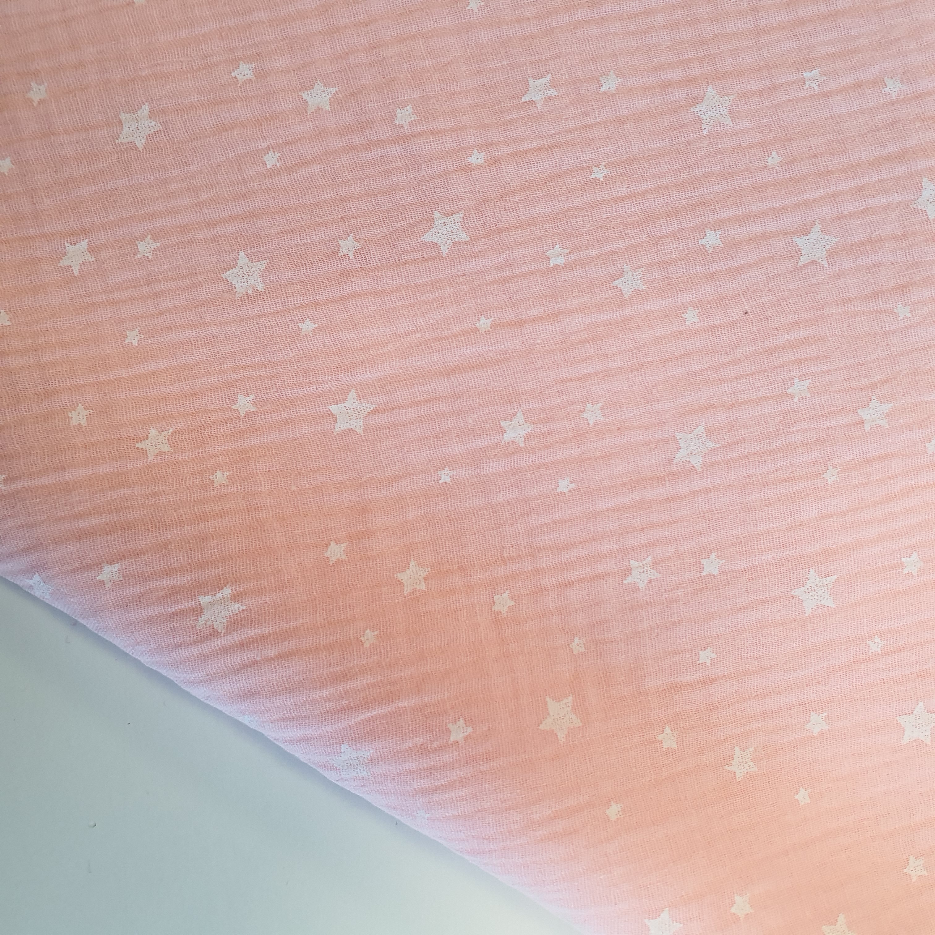 Musliin tähekesemuster, gofr. 2-kordne, heleroosal/ ZETUS ROSE BLUSH, 130g/m2, oeko-tex