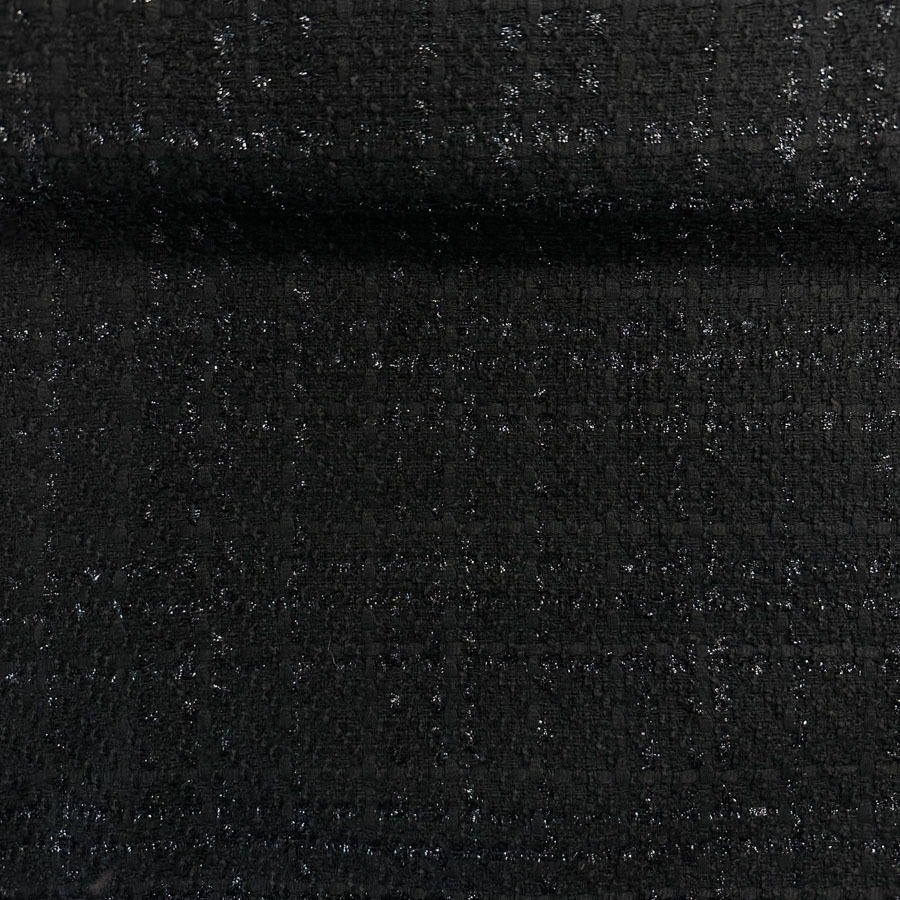 Chanel kangas, must, musta läikiva niidiga, laius 148cm