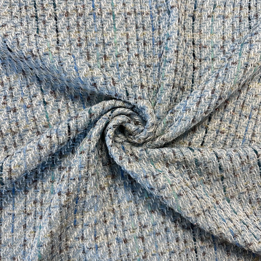 Chanel kangas, sinise-valge kirju, kuldse niidiga, laius 148 cm