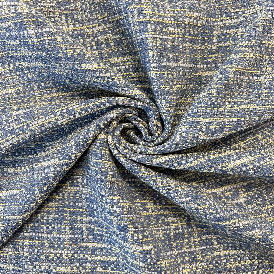 Chanel kostüümiriie, mahedal sinisel kollane träps, laius 142 cm