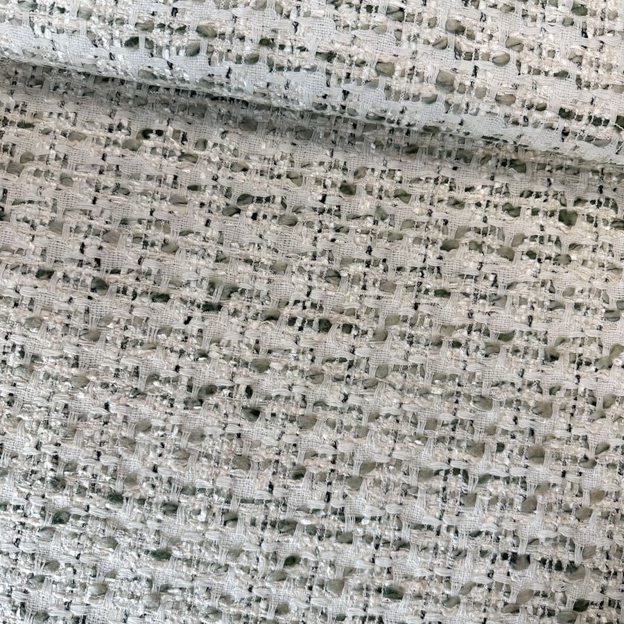 Chanelkostüümiriie, naturaalvalge oliivirohelisega, laius 130 cm