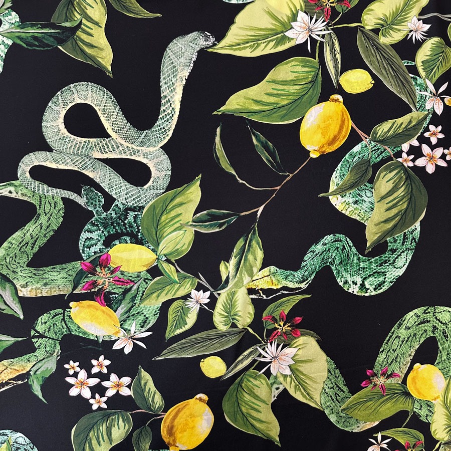 Siid stretch, mustal sidrunid-lehed, dis. Cavalli, laius