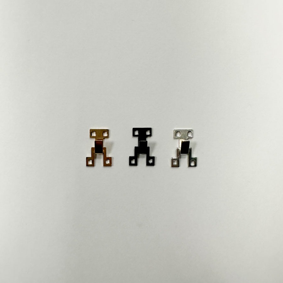 Õmmeldav disainhaak metallist, (kokku pandult 12x17mm), 3 tooni/