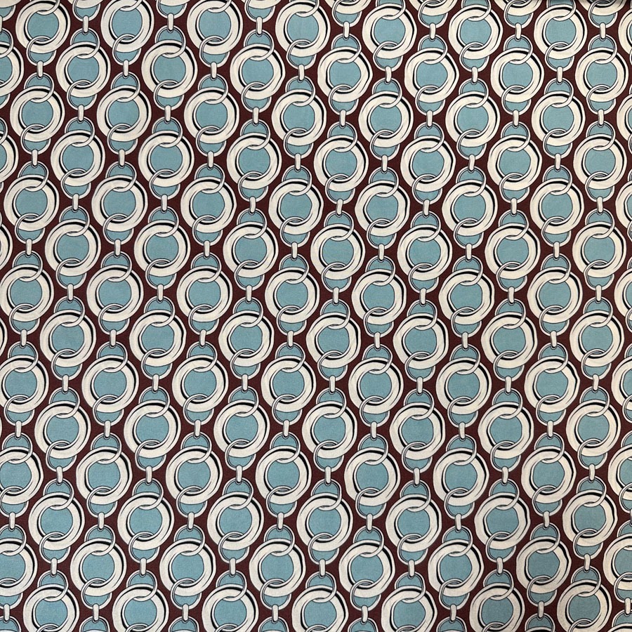 Siid naturaalne, stretch, pruun ketimustriga, laius 138cm.