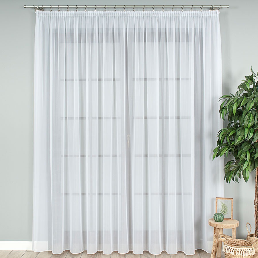 Vuaalkardinakangas valge, raskuspaelaga, kõrgus 300cm.