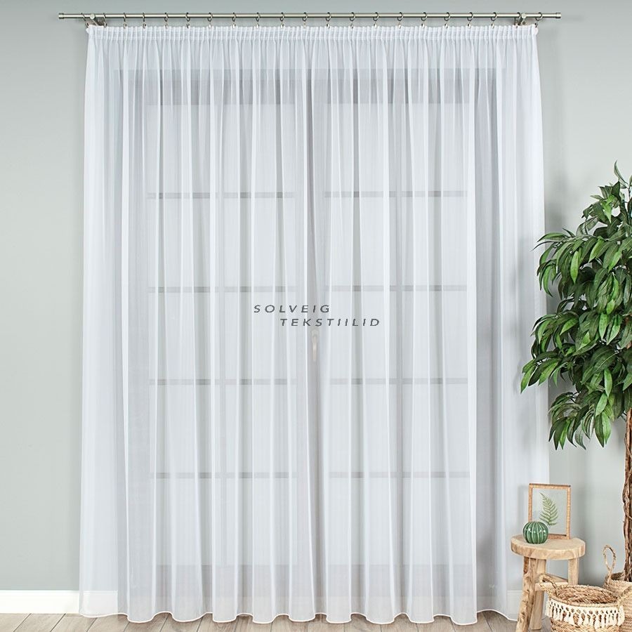 Vuaalkardinakangas valge, raskuspaelaga, kõrgus 320cm