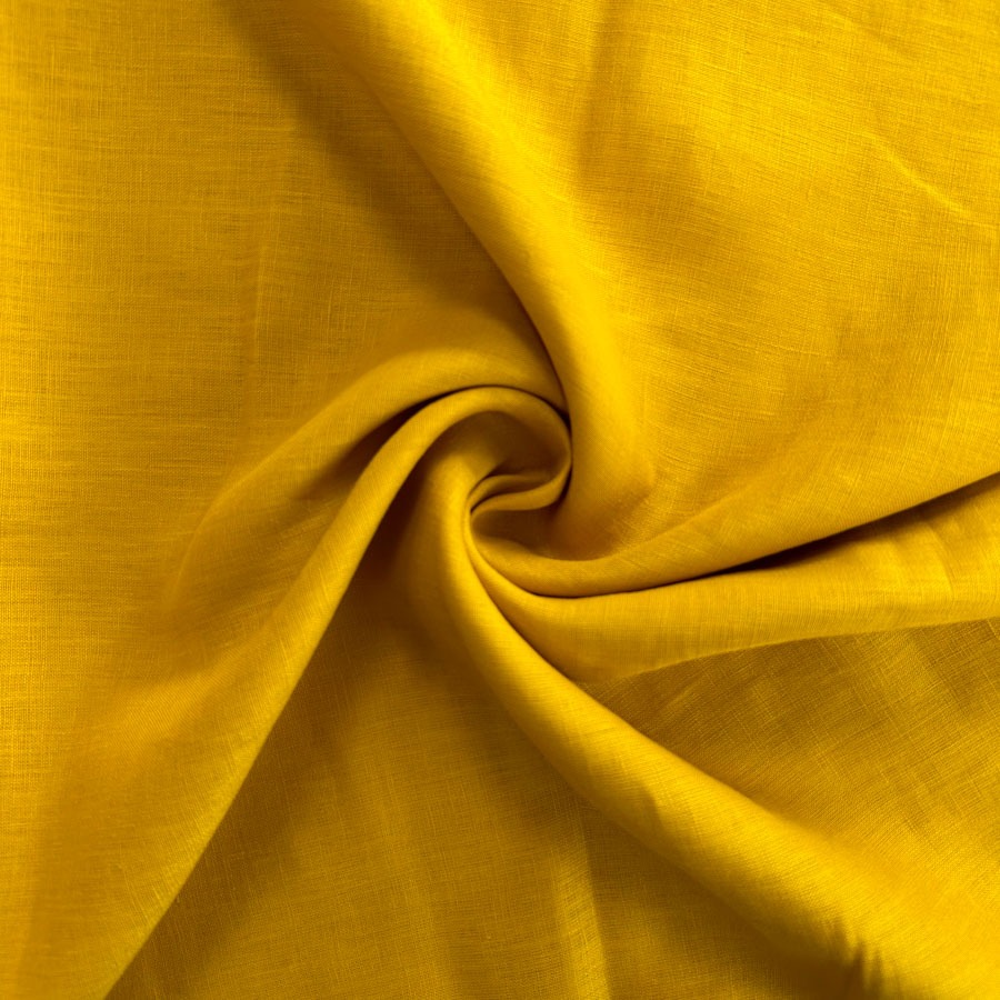 Linane kangas, sinepikollane, laius 142 cm