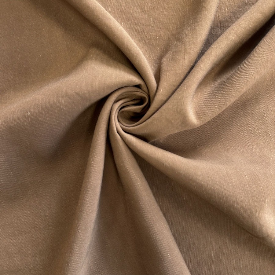 Viskoosi ja linasegune kangas, pruun, laius 138 cm
