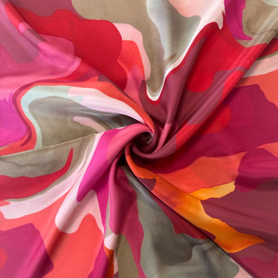 Siid, punakas- roosal abstrakne muster, laius 136 cm