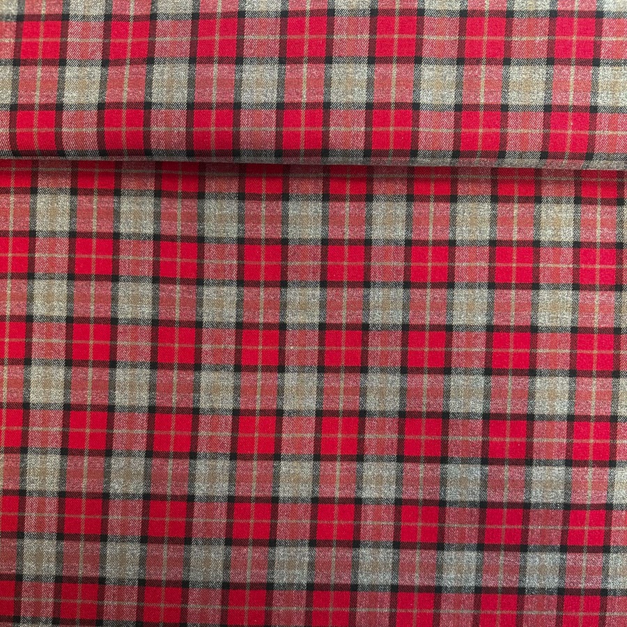 Ruudumustriga kangas, punane, laius 145 cm