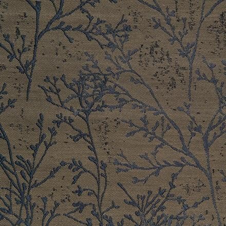 Külgkardinakangas, sinine/oliiv, sisse kootud oksamuster, l.150cm