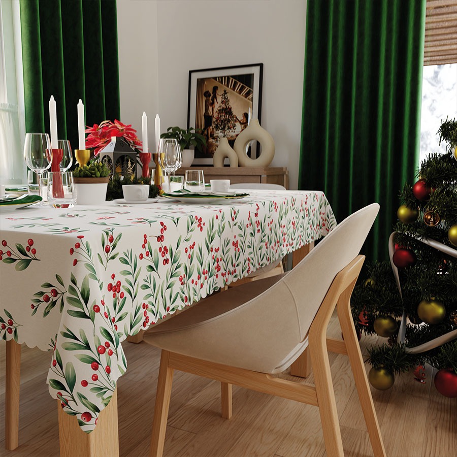Dekoratiivriie, jõulu, veekindel, 2 ääreportega, laius 160cm.