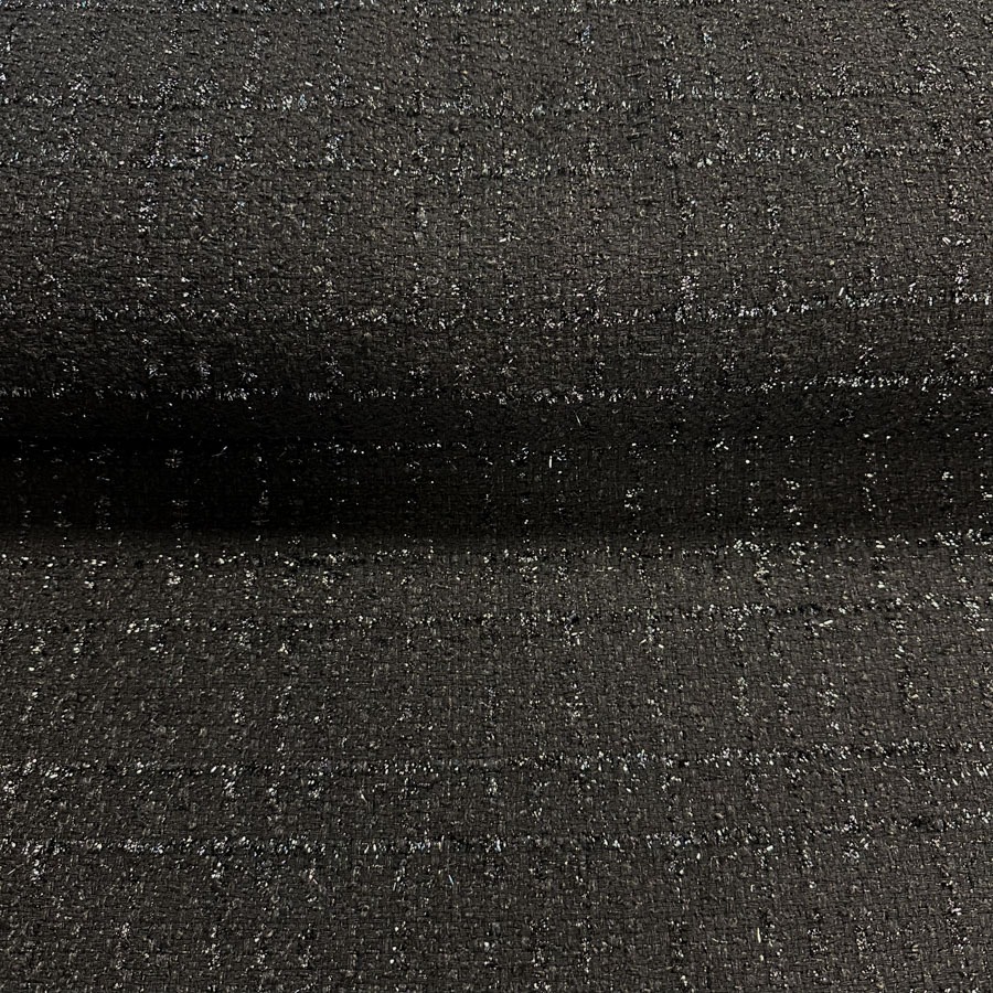 Chanel kostüümiriie, must läikiva läbikootud niidiga, laius 148cm