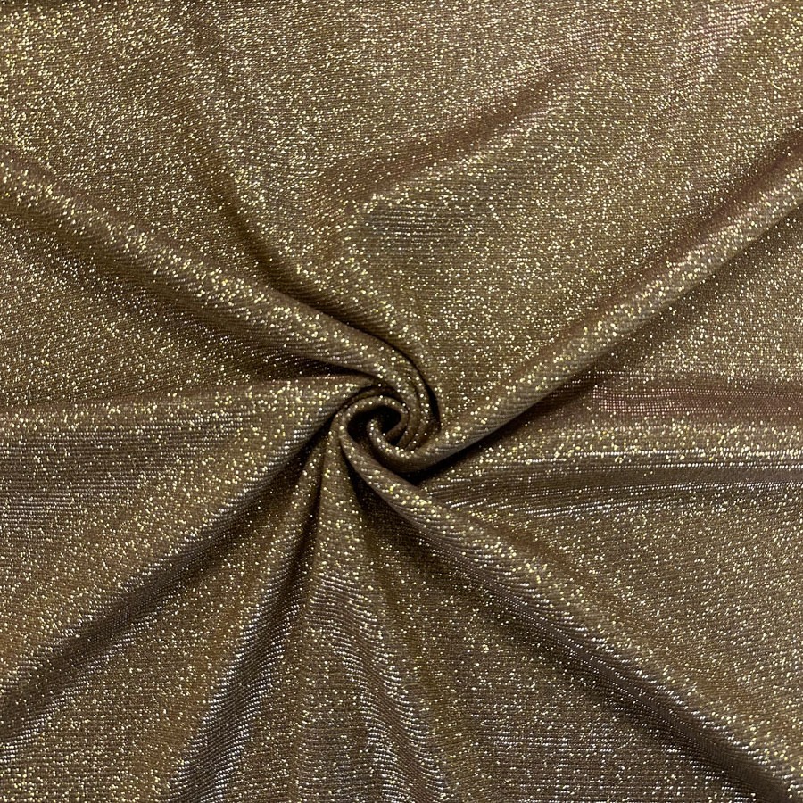 Trikotaaž sädelusega, kuldne, laius 140 cm