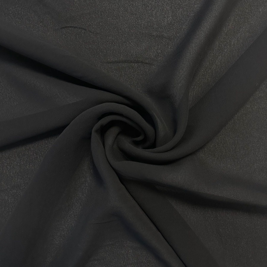 Kreppšifoon pl., must, laius 140cm;