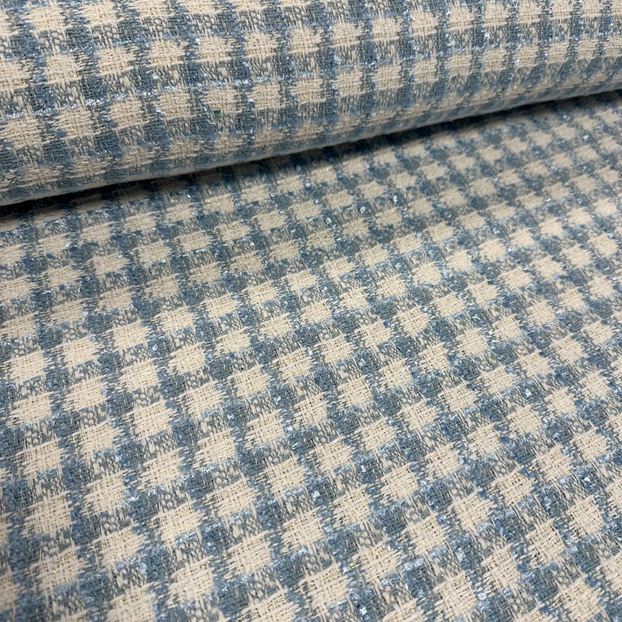 Chanel kostüümiriie, helesinine valgega, laius 148cm;