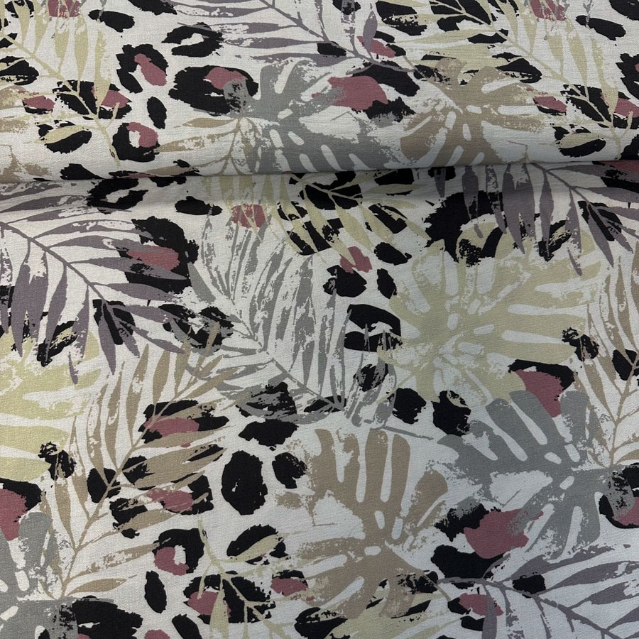 Lehemustriga linasegu kreppkangas, hall/beež, laius148 cm