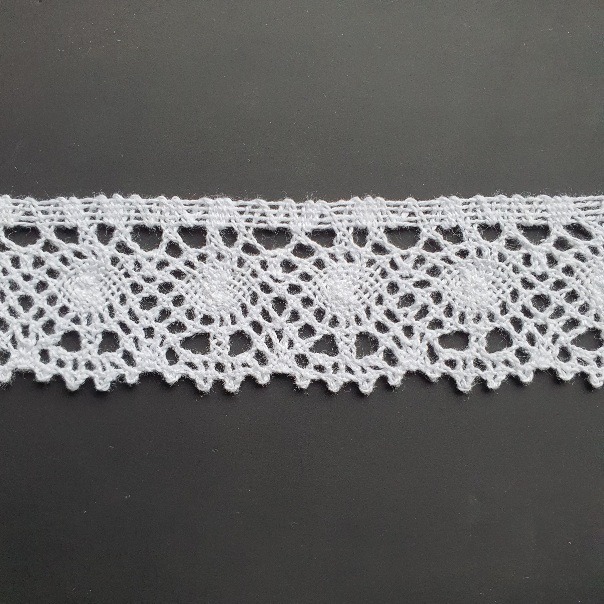 Puuvillane äärepits, valge, laius 35mm