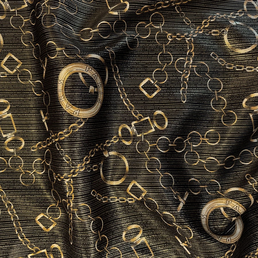 Kleidiriie ketimustriga, pruun kuldsega, laius 148cm