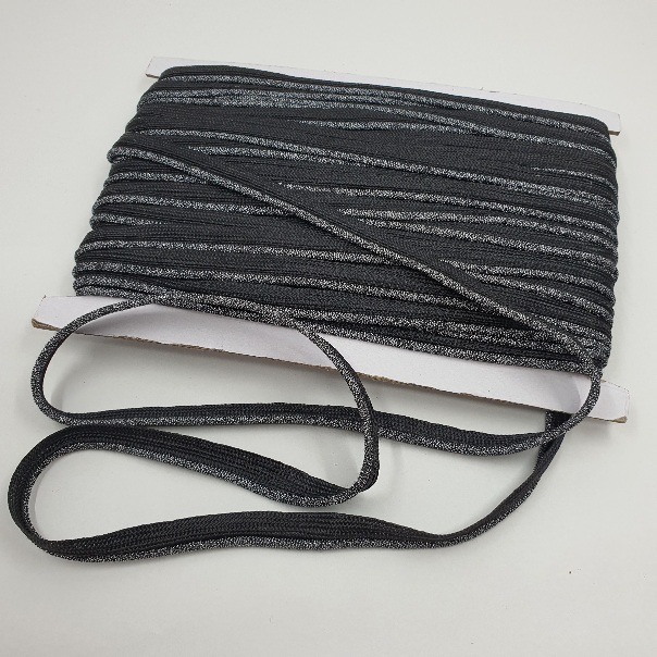 Paspuaalkandipael e. nöörkant, laius 10mm, must, brokaatäärega, 2 varianti/