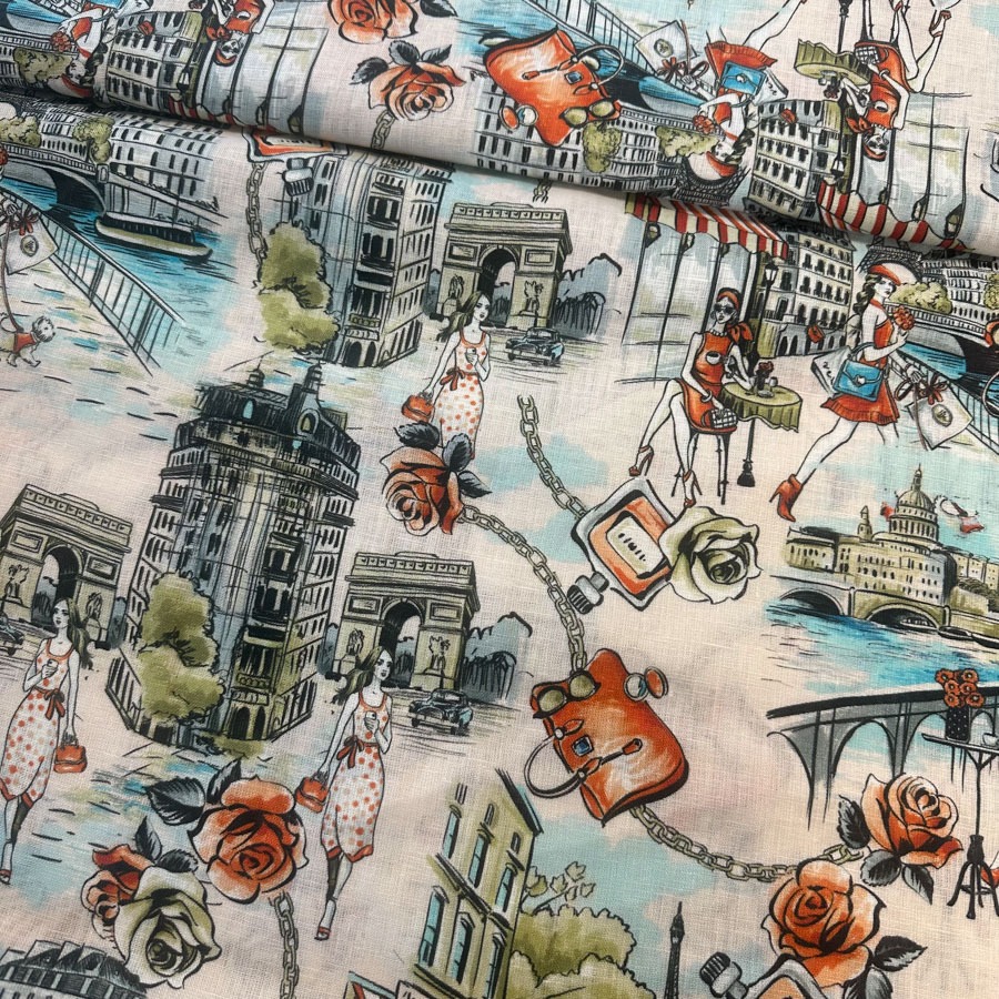 Linane kangas Pariis, oranžiga, laius 136 cm