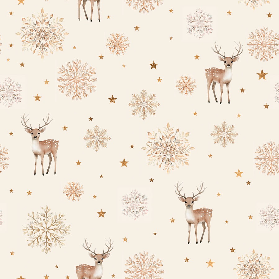 Vett hülgav dekoratiivriie jõulu, beežil põdramuster, laius 160cm