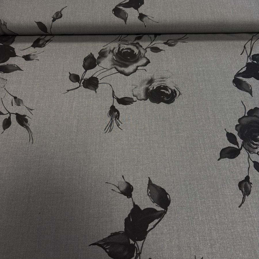 Viskoos stretch, hallil must roos, laius 145 cm