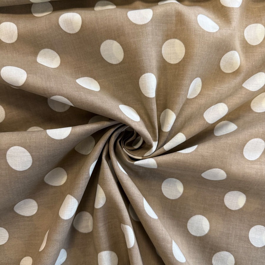 Puuvillane kangas, batist, rohekas beežil valge täpp, laius 140cm