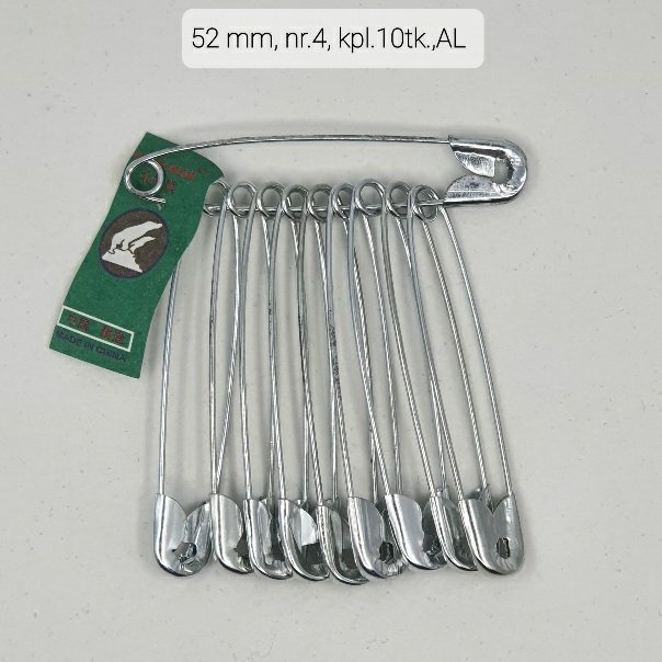 Haaknõelad 52mm (nr.4), kpl. 10tk , hõbedased(NI)