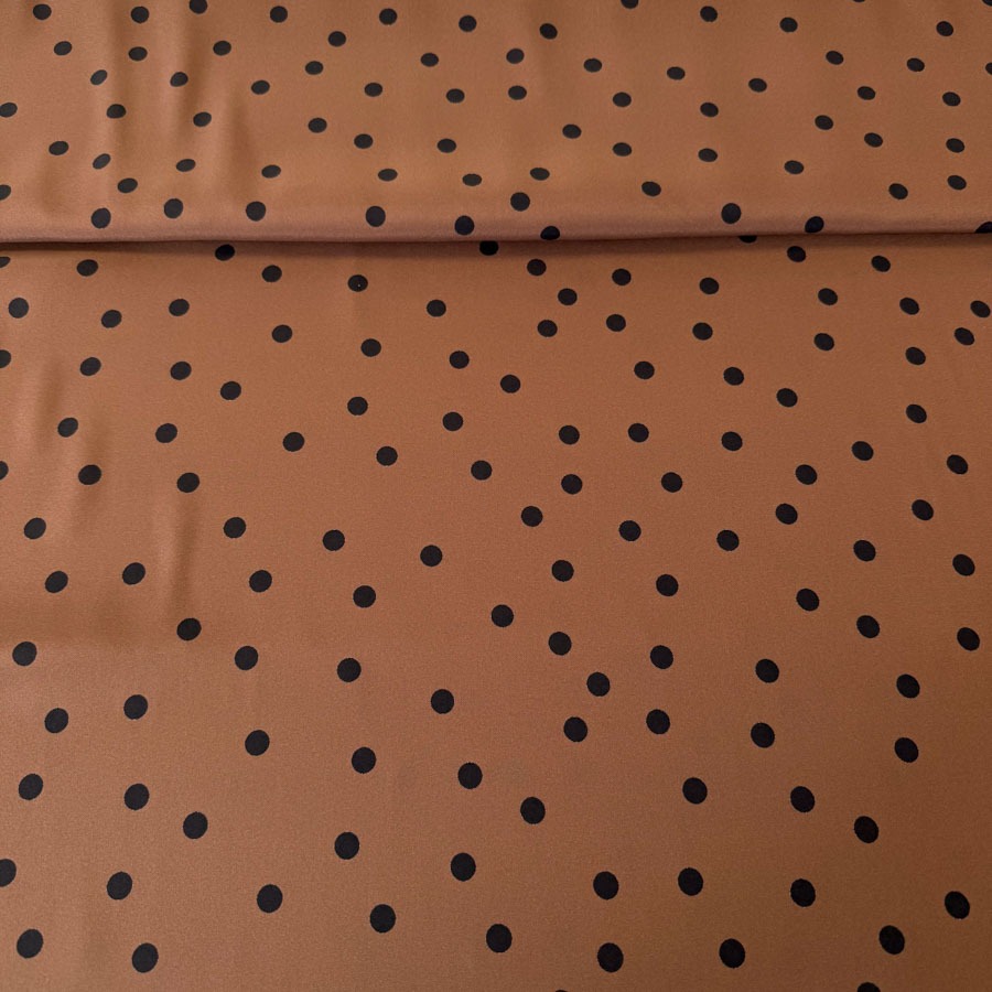 Siid stretch, pruunil must täpp, laius140cm