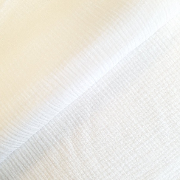  Musliin gofr. 2-kordne, valge/BLANC OPTIQUE , 130g/m2, oeko-tex