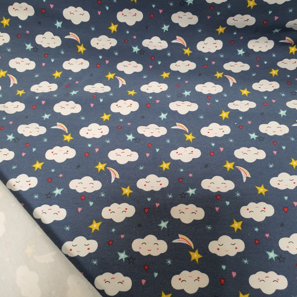 Trikotaaž tumesinisel pilved, l.150cm, 220g/m2, OEKO-TEX