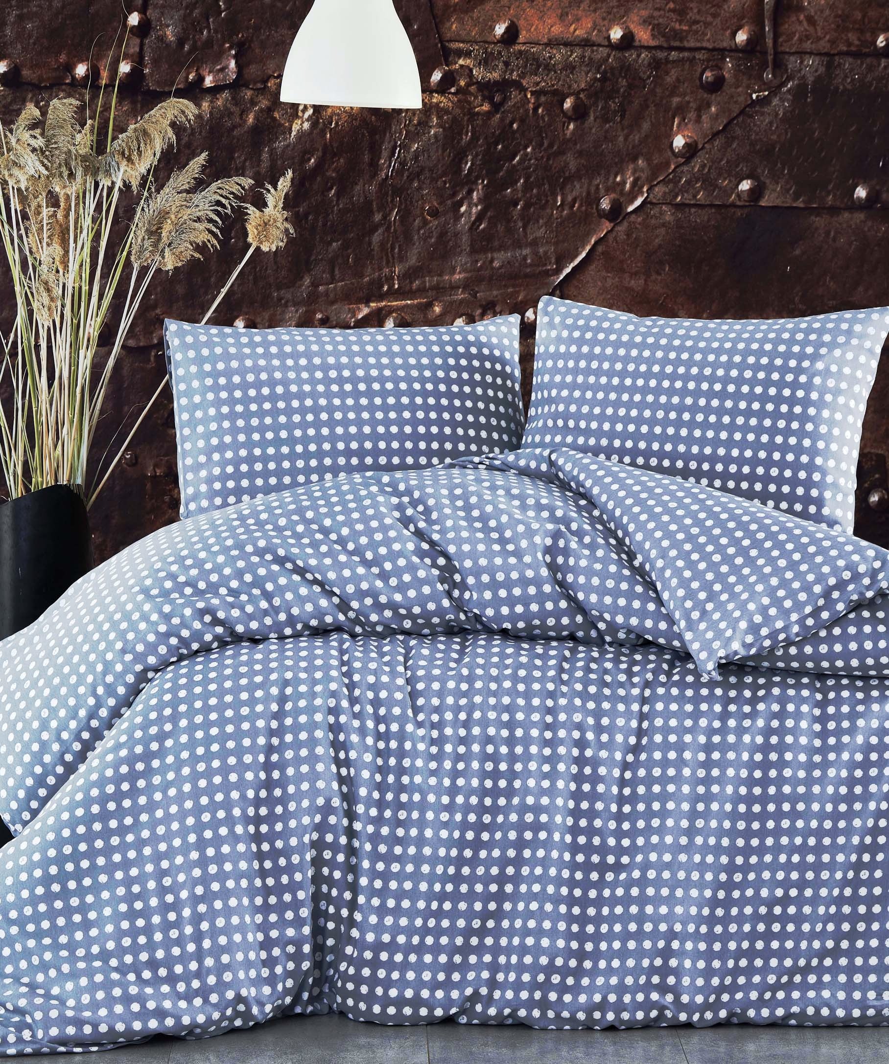 Voodipesukangas, hallil suur täpp, Ranforce 100% puuvill, laius 240cm, oeko-tex, 1324-2