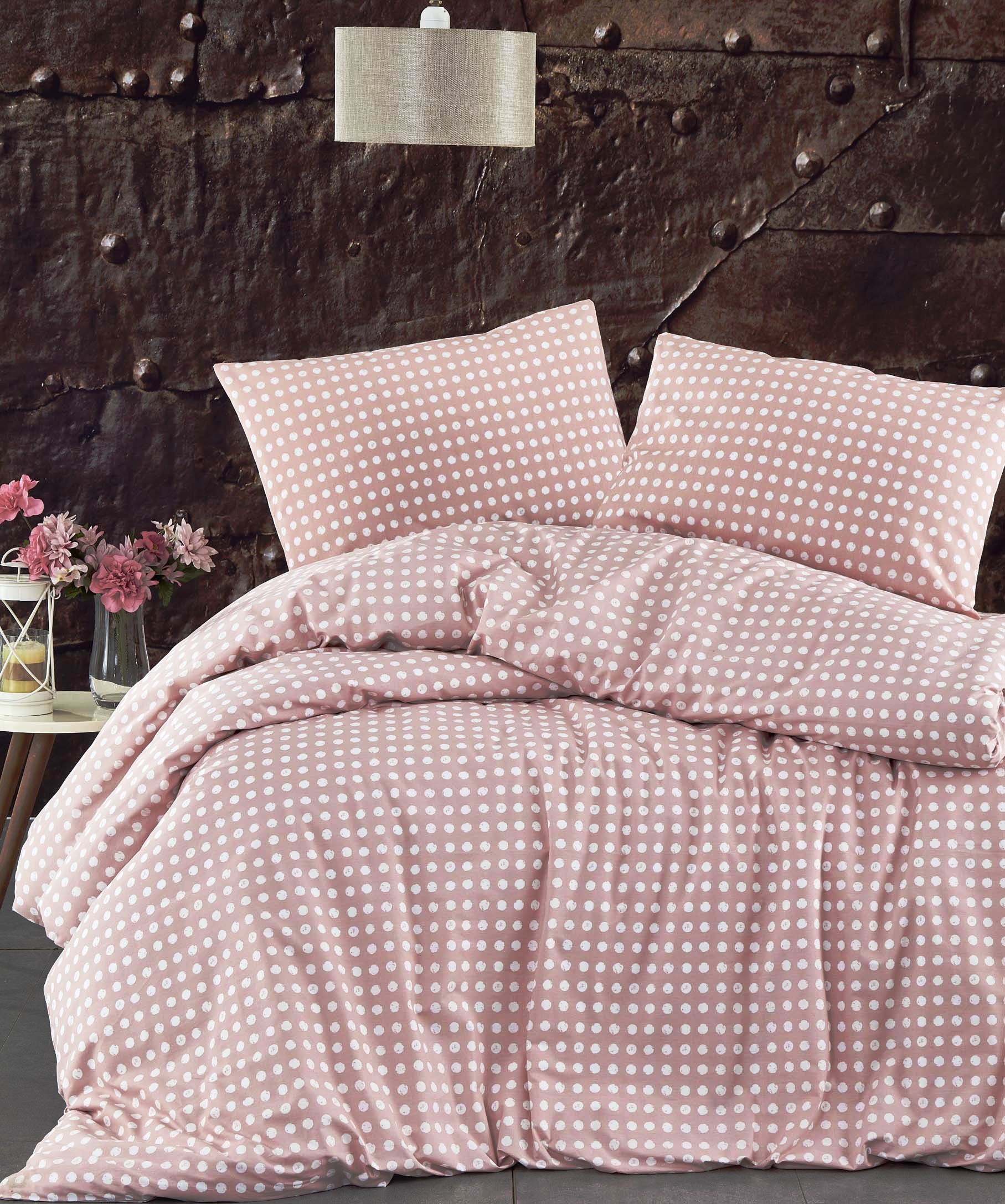 Voodipesukangas, roosal suur täpp, Ranforce 100% puuvill, laius 240cm, oeko-tex, 1324-3