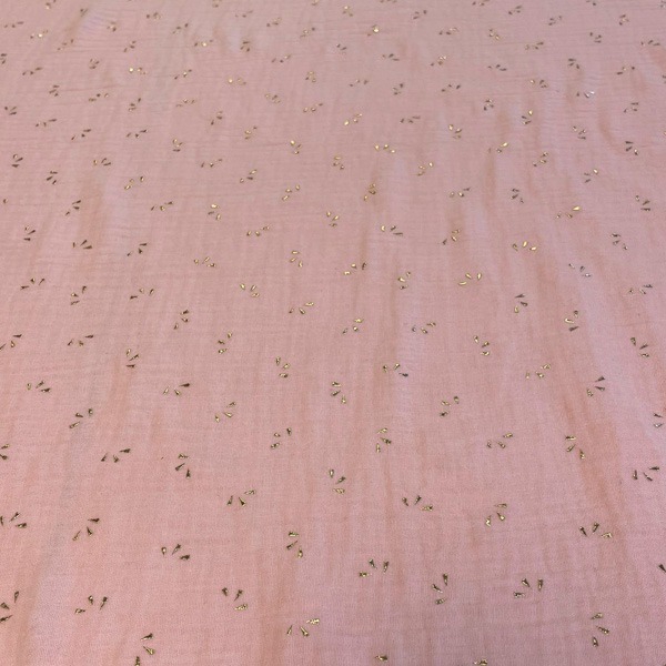 Musliin kullatrapsuline, gofr. 2-kordne, heleroosa/TIDAM BLUSH/GOLD, 130g/m2, oeko-tex