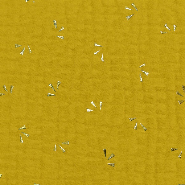 Musliin kullatrapsuline, gofr. 2-kordne, sinepikollane/TIDAM MOUTARDE/GOLD, 130g/m2, oeko-tex