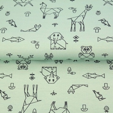 Lastetrikotaaž, loomafiguurid helesinisel, l.150 cm, OEKO-TEX