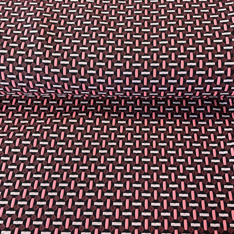 Žakaarkangas korallroosakirju, laius 138cm