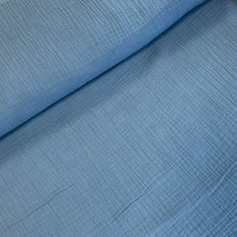 Musliin gofr. 2-kordne, teksasinine/BLEU JEAN , 130g/m2, oeko-tex
